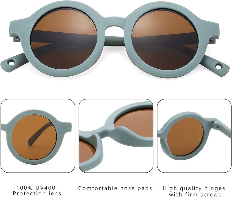 COASION Baby Polarized Round Sunglasses Flexible Rubber Shades with Strap for Toddler Newborn Infant Ages 0-24 Months - Image 4